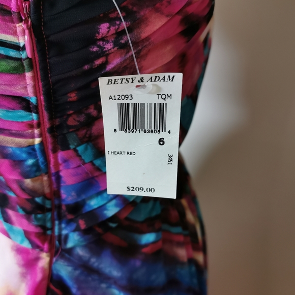 Betsy & Adam Multi Colored Maxi Gown Size 6 - Picture 4 of 11